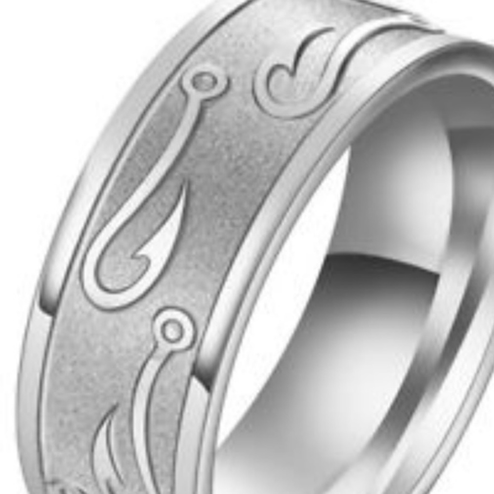 Stainless Steel Fish hook pattern ring Size 9 - Picture 2 of 2